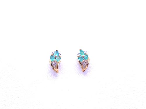 9ct Emerald & Diamond Stud Earrings