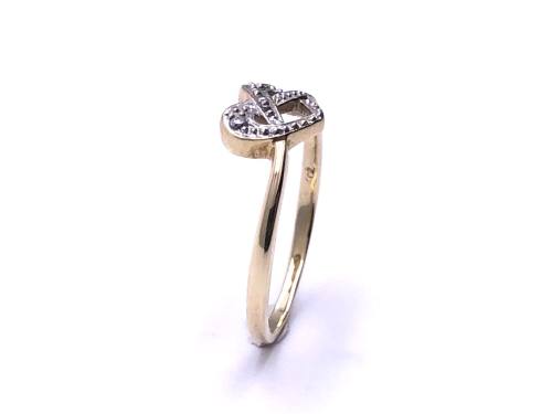 9ct Yellow Gold CZ Heart Ring