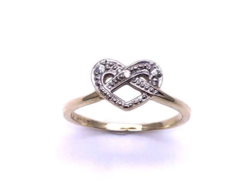 9ct Yellow Gold CZ Heart Ring