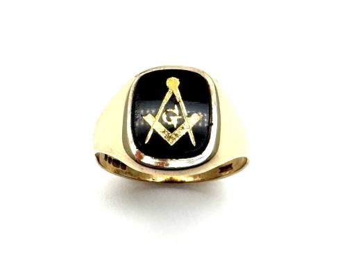 9ct Masonic Onyx Signet Ring