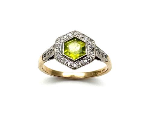 9ct Yellow Gold Peridot & Diamond Ring