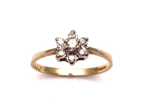 9ct Yellow Gold Diamond Cluster Ring