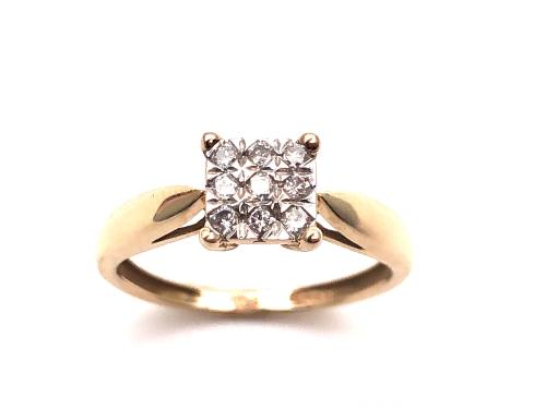 9ct Yellow Gold Diamond Cluster Ring