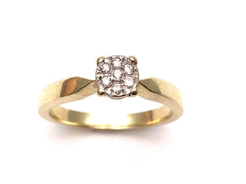 9ct Yellow Gold Diamond Cluster Ring