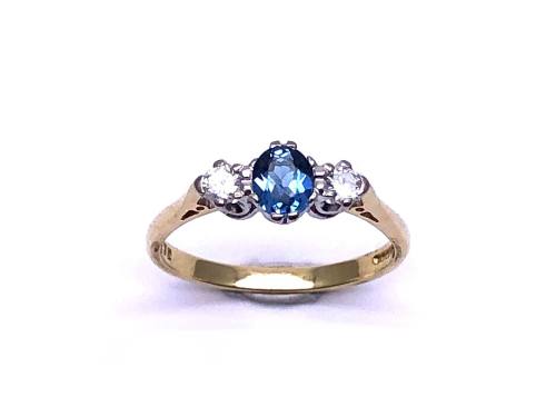 18ct Blue Topaz & Diamond Ring