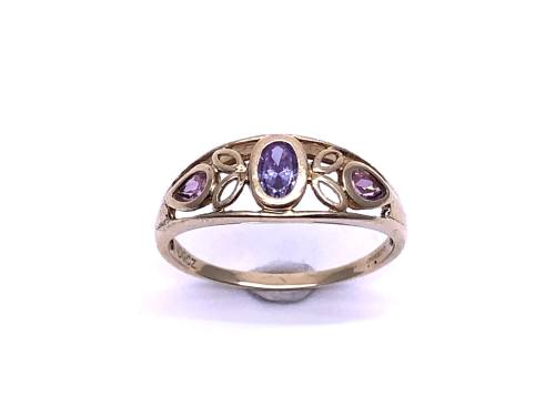9ct Yellow Gold CZ 3 Stone Ring