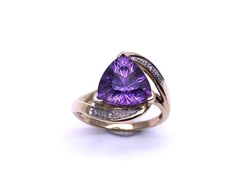 9ct Amethyst & Diamond Ring