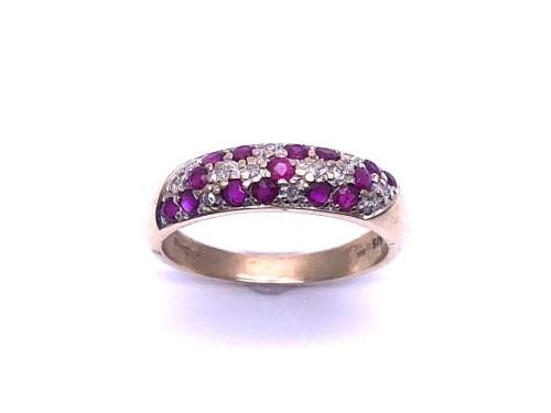 9ct Yellow Gold Ruby & Diamond Ring