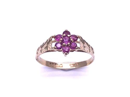 9ct Yellow Gold Ruby Cluster Ring