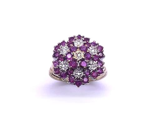 9ct Yellow Gold Ruby & Diamond Ring