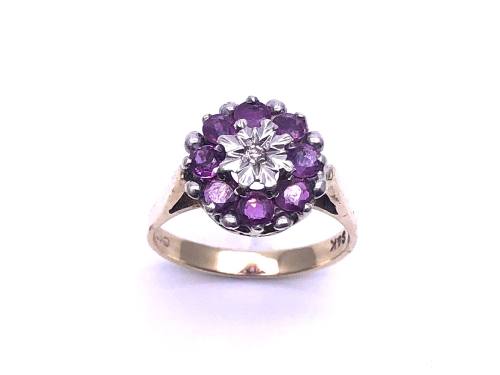 9ct Ruby & Diamond Cluster Ring
