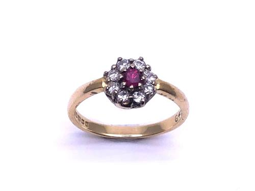 18ct Ruby & Diamond Cluster Ring