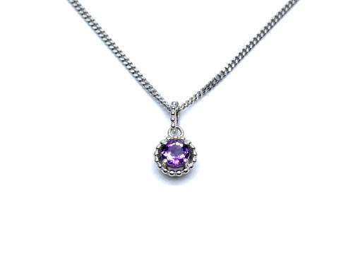 Silver Amethyst Pendant & Chain
