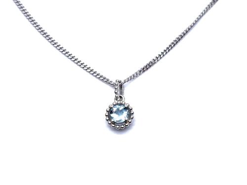 Silver Aquamarine Pendant & Chain