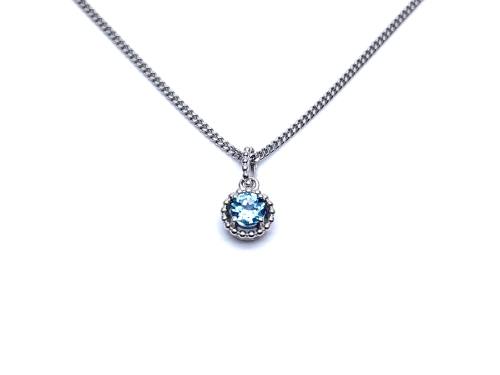 Silver Blue Topaz Pendant & Chain