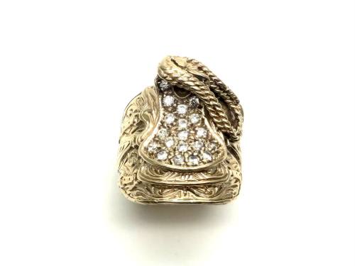 9ct Yellow Gold CZ Saddle Ring