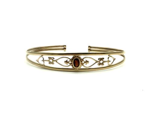 9ct Yellow Gold Garnet Bangle