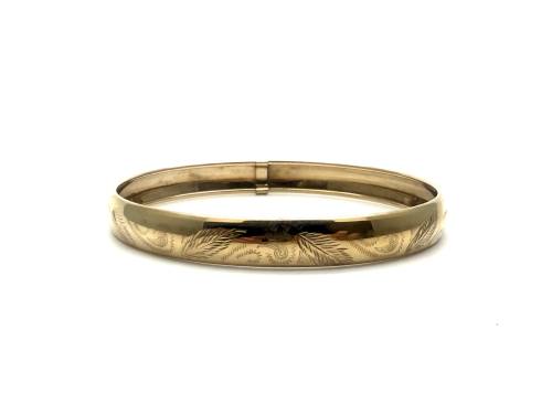 9ct Yellow Gold Leaf Patterned Bangle