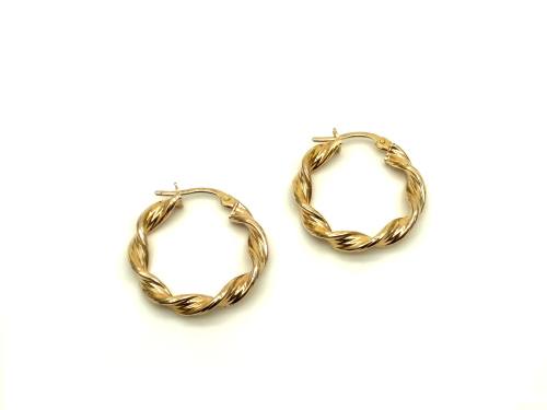 9ct Yellow Gold Twisted Hoop Earrings