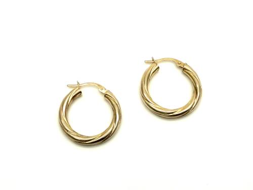 9ct Yellow Gold Twisted Hoop Earrings