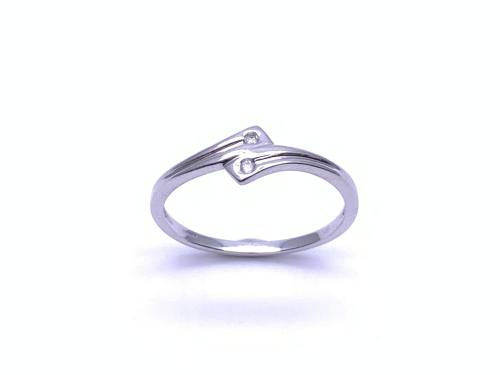 9ct White Gold Diamond 2 Stone Ring