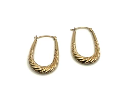 9ct Yellow Gold Oval Hoop Earrings