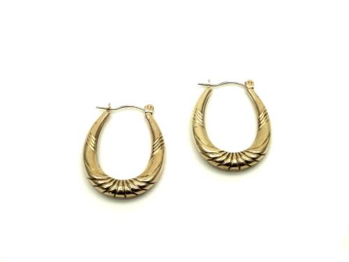 9ct Yellow Gold Oval Hoop Earrings
