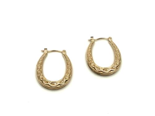 9ct Yellow Gold Oval Hoop Earrings