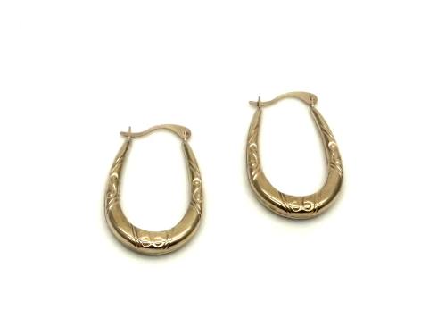 9ct Yellow Gold Oval Hoop Earrings