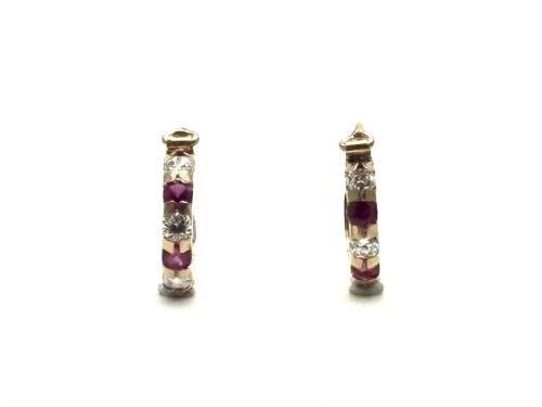 9ct Yellow Gold CZ Hoop Earrings