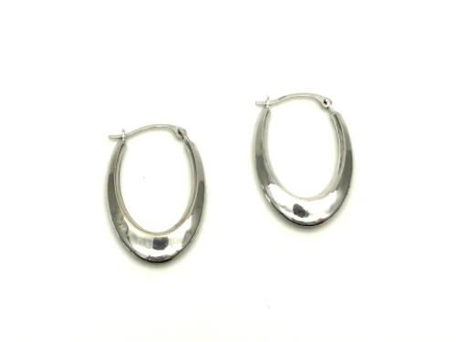 9ct White Gold Oval Hoop Earrings