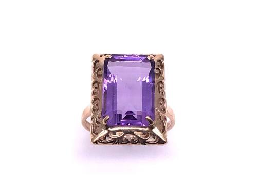9ct Yellow Gold Amethyst Solitaire Ring