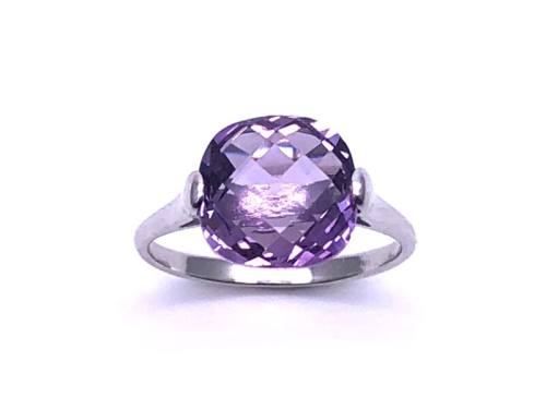 18ct White Gold Amethyst Solitaire Ring