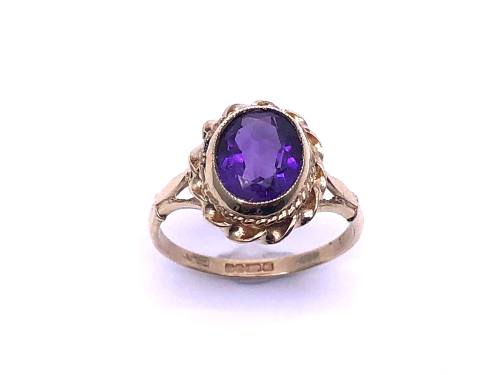 9ct Yellow Gold Amethyst Solitaire Ring