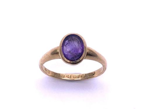 18ct Yellow Gold Amethyst Seal Ring 1910