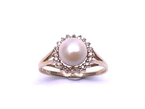 9ct Yellow Gold Pearl & Diamond Ring