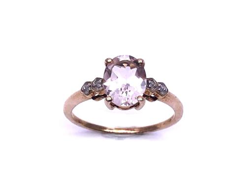 9ct Morganite & Diamond Ring