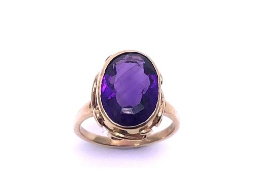 9ct Yellow Gold Amethyst Solitaire Ring