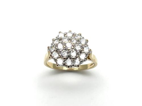 9ct Yellow Gold CZ Cluster Ring
