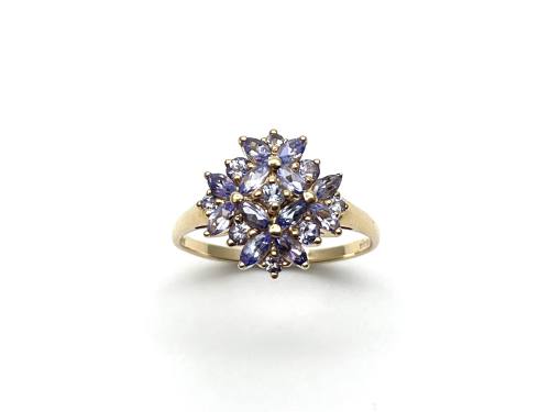 9ct Yellow Gold Tanzanite Cluster Ring