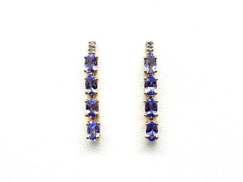 9ct Tanzanite & Diamond Drop Earrings