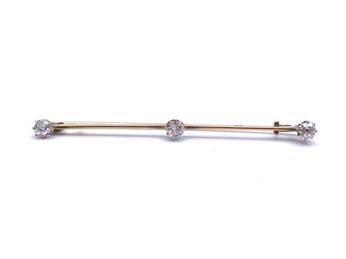 Diamond Three Stone Bar Brooch