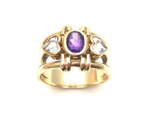 9ct Amethyst & Topaz Band Ring