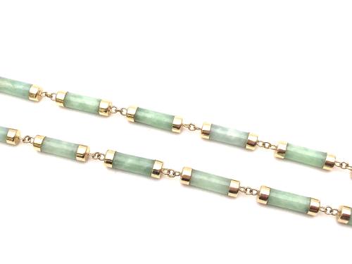 14ct Yellow Gold Jade Necklet 17 inch