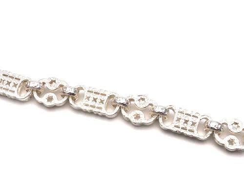 Silver Stars & Bars Bracelet 8 Inch