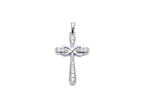 Silver CZ Infinity Cross Pendant