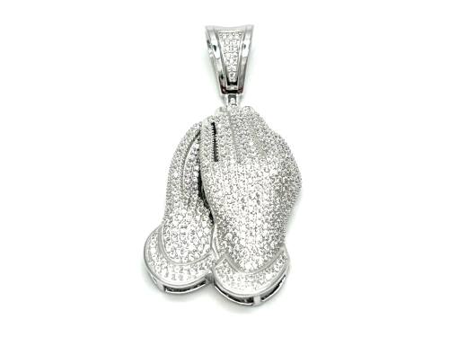 Silver CZ Healing Hands Pendant