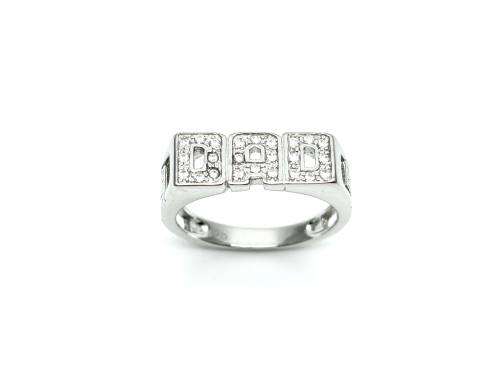 Silver Curb Side CZ Dad Ring