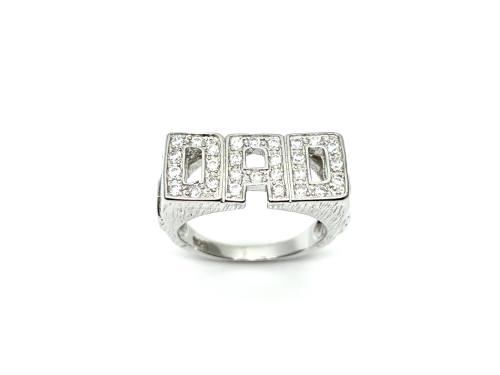 Silver Curb Side CZ Dad Ring
