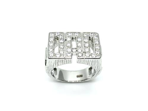 Silver Curb Side CZ Dad Ring